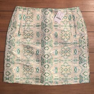 J Crew Skirt with green and gold embroidery NWT